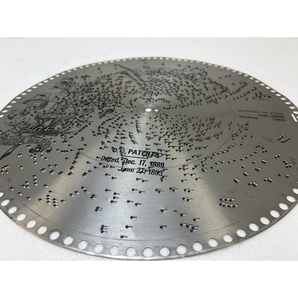 REGINA MUSIC BOX DISC 15 1/2" Les Sylphes VALSE CAPRICE metal antique vintage - Picture 8 of 8